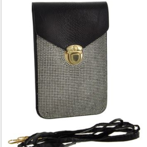 Smartphone Mini Crossbody Black, gold & Rhinestone - Picture 3 of 3